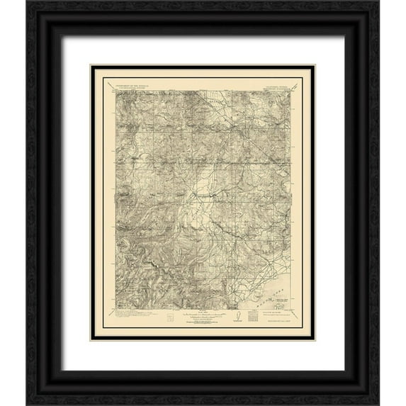 USGS 12x14 Black Ornate Wood Framed with Double Matting Museum Art Print Titled - Bridgeport California Nevada Quad - USGS 1911