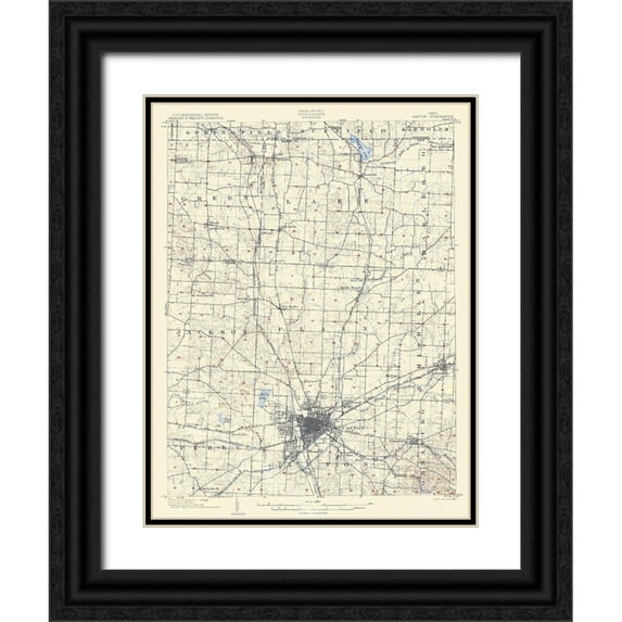 USGS 12x14 Black Ornate Wood Framed with Double Matting Museum Art Print Titled - Canton Ohio Quad - USGS 1903