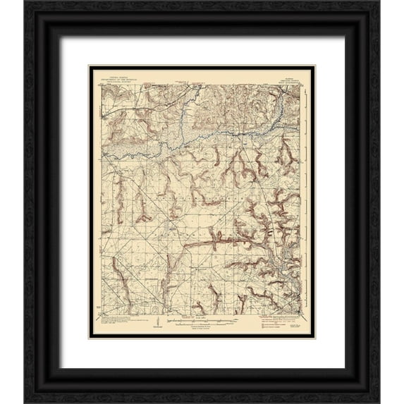 USGS 12x14 Black Ornate Wood Framed with Double Matting Museum Art Print Titled - Holt Florida Quad - USGS 1937