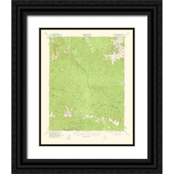 USGS 12x14 Black Ornate Wood Framed with Double Matting Museum Art Print Titled - Kaiser Peak California Quad - USGS 1961