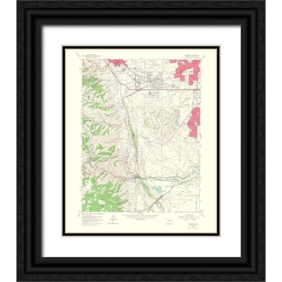USGS 12x14 Black Ornate Wood Framed with Double Matting Museum Art Print Titled - Morrison Colorado Quad - USGS 1967