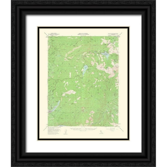 USGS 12x14 Black Ornate Wood Framed with Double Matting Museum Art Print Titled - Silver Lake California Quad - USGS 1962