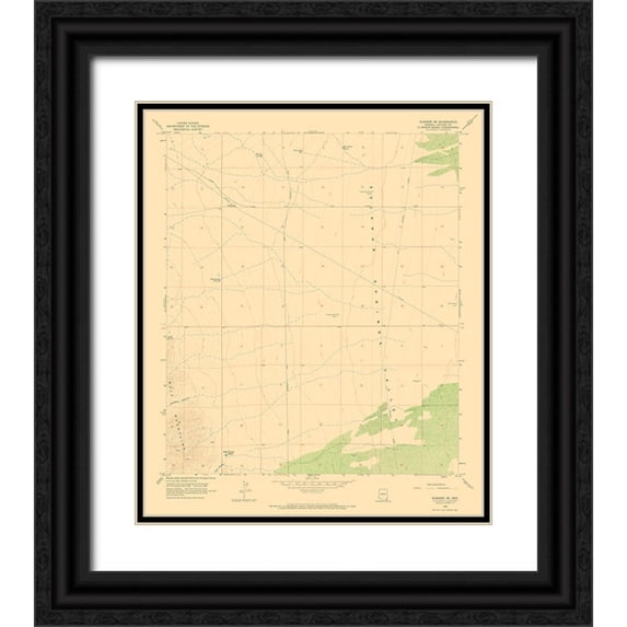 USGS 12x14 Black Ornate Wood Framed with Double Matting Museum Art Print Titled - South East Gleeson Arizona Quad - USGS 1958