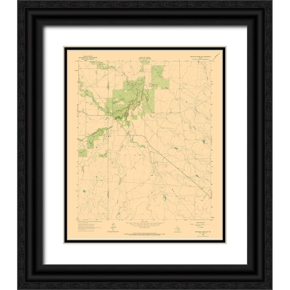USGS 12x14 Black Ornate Wood Framed with Double Matting Museum Art Print Titled - South West Antelope Creek Texas Quad - USGS 1962