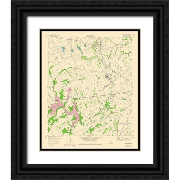 USGS 12x14 Black Ornate Wood Framed with Double Matting Museum Art Print Titled - Tehuacana Texas Quad - USGS 1960