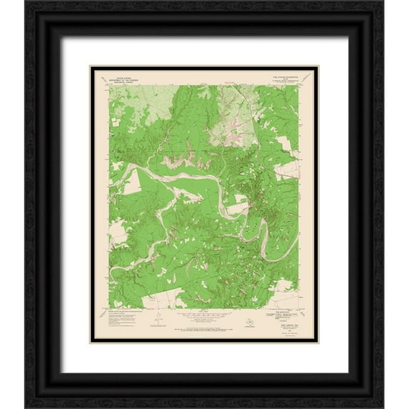 USGS 12x14 Black Ornate Wood Framed with Double Matting Museum Art Print Titled - Tige Canyon Texas Quad - USGS 1969