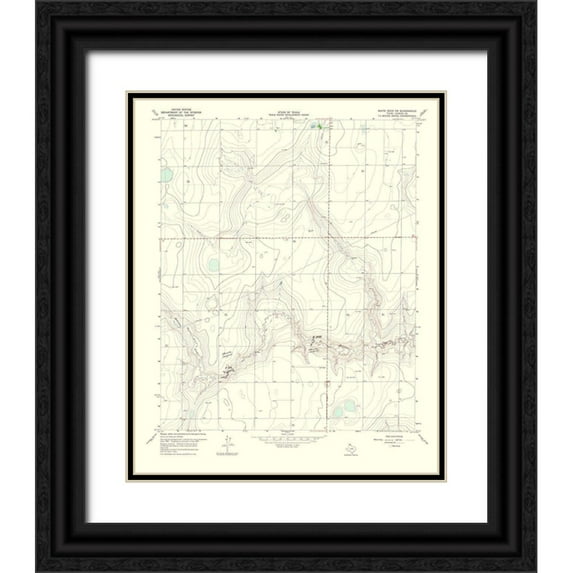 USGS 12x14 Black Ornate Wood Framed with Double Matting Museum Art Print Titled - White Deer Southwest Texas Quad - USGS 1967