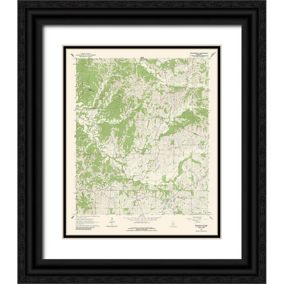 USGS 12x14 Black Ornate Wood Framed with Double Matting Museum Art Print Titled - Zeiglerville Mississippi Quad - USGS 1964