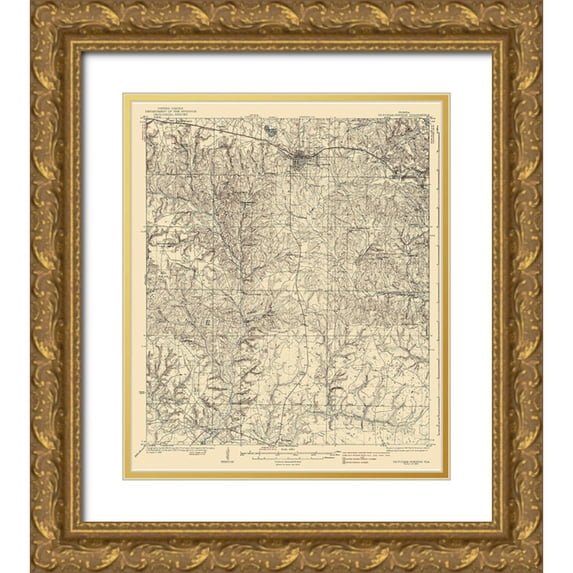 USGS 12x14 Gold Ornate Wood Framed with Double Matting Museum Art Print Titled - De Funiak Springs Florida Quad - USGS 1938