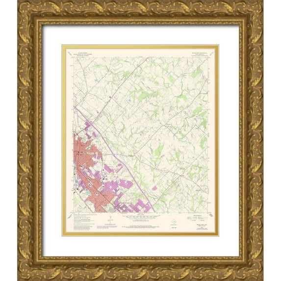 USGS 12x14 Gold Ornate Wood Framed with Double Matting Museum Art Print Titled - East Bryan Texas Quad - USGS 1962