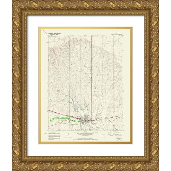 USGS 12x14 Gold Ornate Wood Framed with Double Matting Museum Art Print Titled - Limon Colorado Quad - USGS 1970