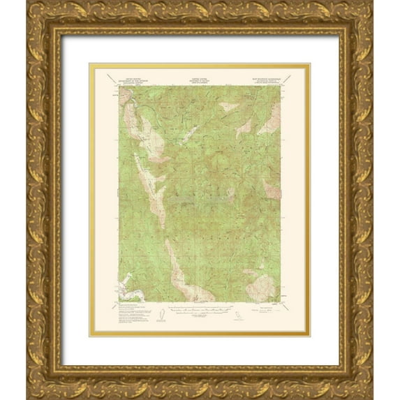 USGS 12x14 Gold Ornate Wood Framed with Double Matting Museum Art Print Titled - Ship Mountain California Quad - USGS 1962