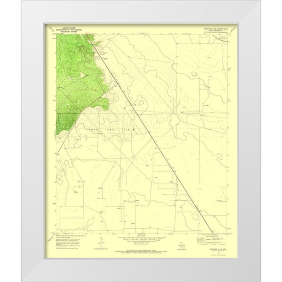 USGS 12x14 White Modern Wood Framed Museum Art Print Titled - Barstow Texas Quad - USGS 1970