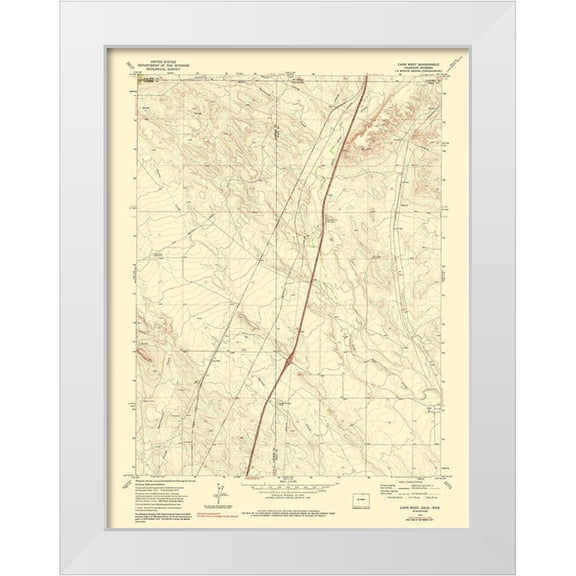 USGS 12x14 White Modern Wood Framed Museum Art Print Titled - Carr West Colorado Quad - USGS 1975