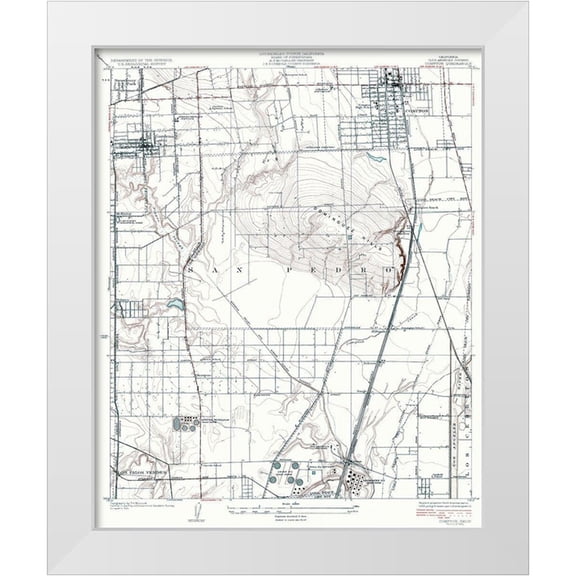 USGS 12x14 White Modern Wood Framed Museum Art Print Titled - Compton California Quad - USGS 1924