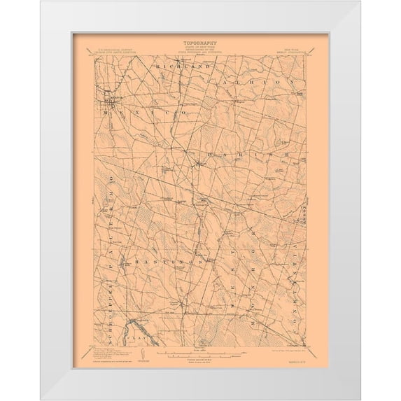 USGS 12x14 White Modern Wood Framed Museum Art Print Titled - Mexico New York Quad - USGS 1905