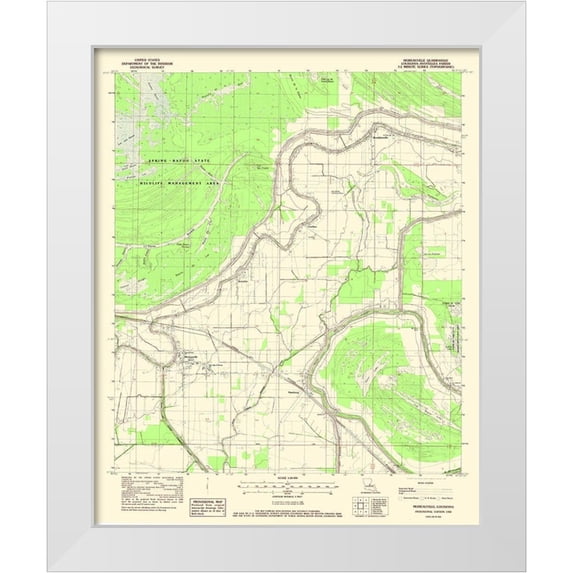 USGS 12x14 White Modern Wood Framed Museum Art Print Titled - Moreauville Louisiana Quad - USGS 1982