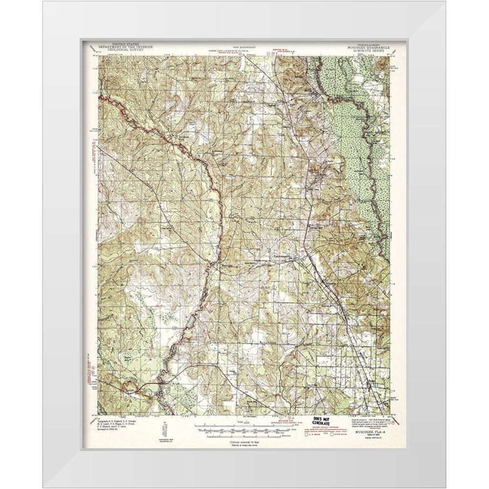 USGS 12x14 White Modern Wood Framed Museum Art Print Titled - Muscogee ...