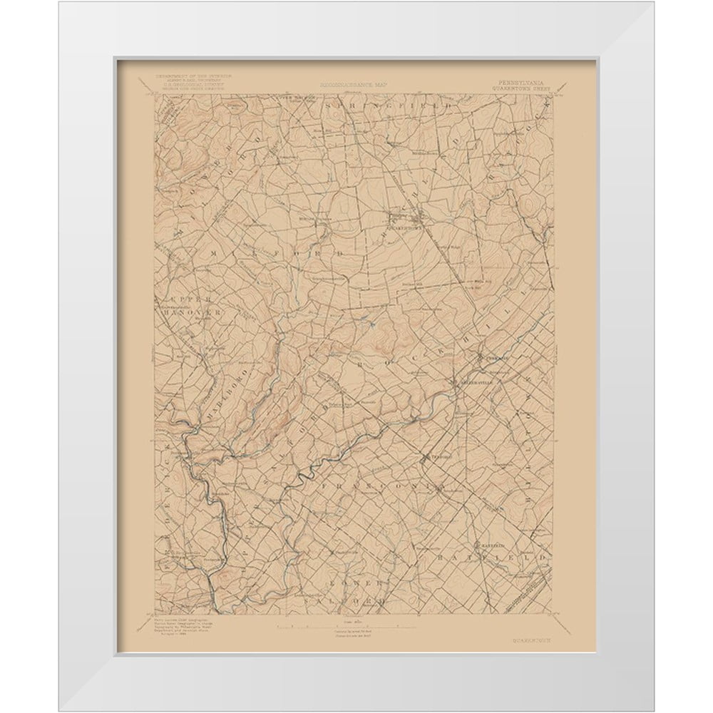 USGS 12x14 White Modern Wood Framed Museum Art Print Titled Pennsylvania Quakertown Sheet
