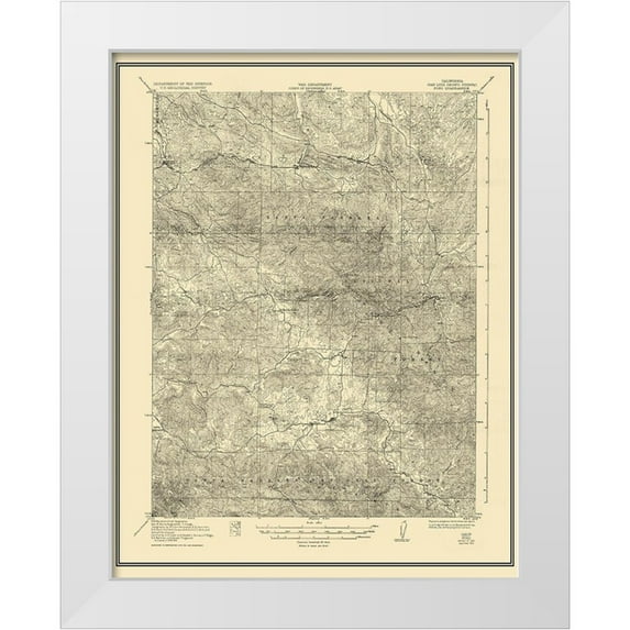 USGS 12x14 White Modern Wood Framed Museum Art Print Titled - Pozo California Quad - USGS 1922