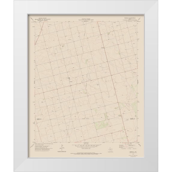 USGS 12x14 White Modern Wood Framed Museum Art Print Titled - Tenmile Texas Quad - USGS 1970