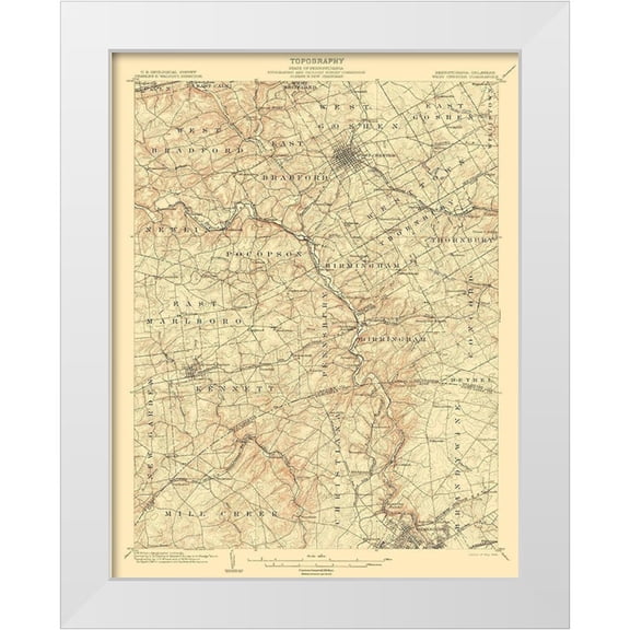 USGS 12x14 White Modern Wood Framed Museum Art Print Titled - West Chester Pennsylvania Deleware Quad