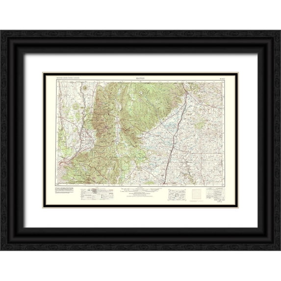 USGS 14x11 Black Ornate Wood Framed with Double Matting Museum Art Print Titled - Raton Colorado New Mexico Sheet - USGS 1977
