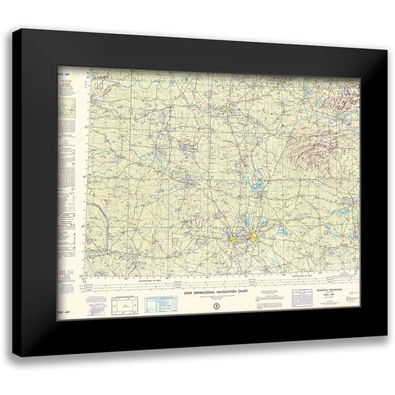 USGS 14x12 Black Modern Framed Museum Art Print Titled - Ouachita Mountains - USGS 1960