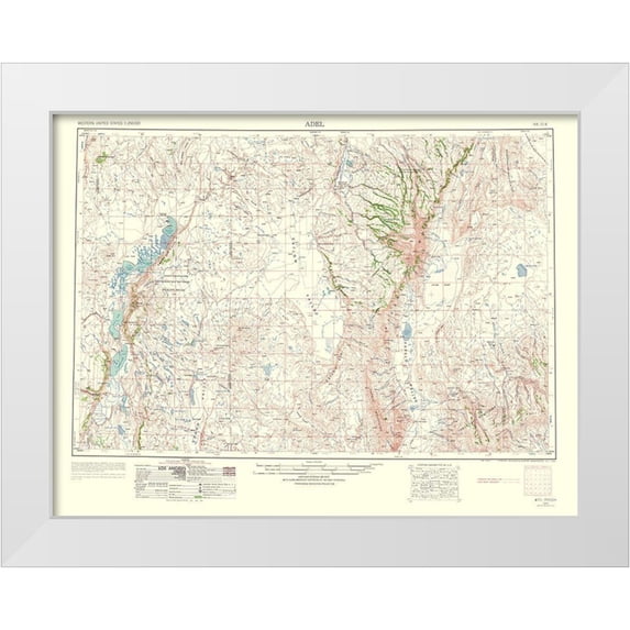 USGS 14x12 White Modern Wood Framed Museum Art Print Titled - Adel Oregon Quad - USGS 1963
