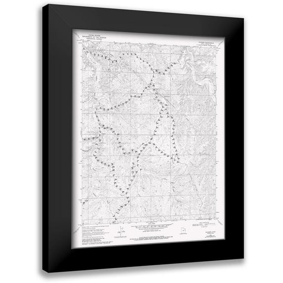 USGS 14x18 Black Modern Framed Museum Art Print Titled - Rainbow Utah Quad - USGS 1968