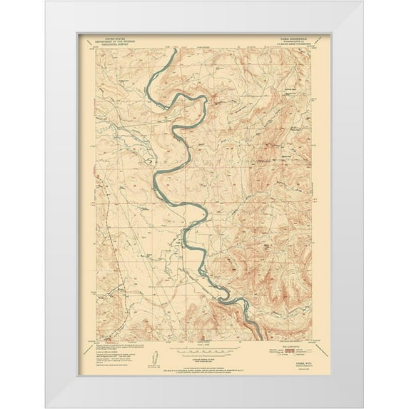 USGS 14x18 White Modern Wood Framed Museum Art Print Titled - Cassa Wyoming Quad - USGS 1952