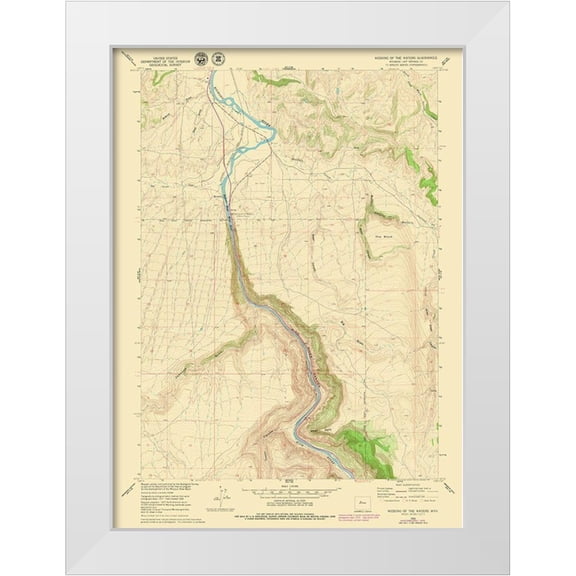 USGS 14x18 White Modern Wood Framed Museum Art Print Titled - Wedding of The Waters Wyoming Quad - USGS 1960
