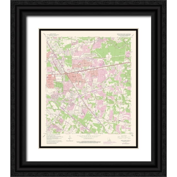 USGS 15x17 Black Ornate Wood Framed with Double Matting Museum Art Print Titled - East Baton Rouge Louisiana Quad - USGS 1963