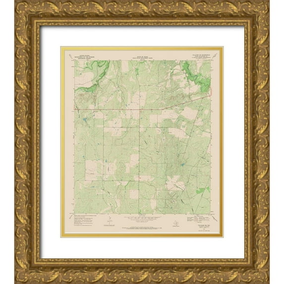 USGS 15x17 Gold Ornate Wood Framed with Double Matting Museum Art Print Titled - Calliham Texas Quad - USGS 1967