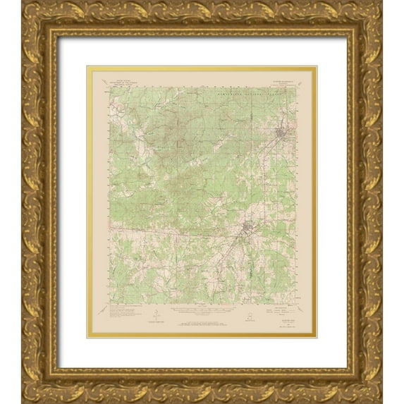 USGS 15x17 Gold Ornate Wood Framed with Double Matting Museum Art Print Titled - Gloster Mississippi Quad - USGS 1961