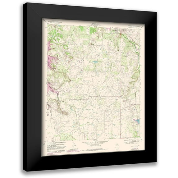 USGS 15x18 Black Modern Framed Museum Art Print Titled - Buck Mountain Texas Quad - USGS 1961