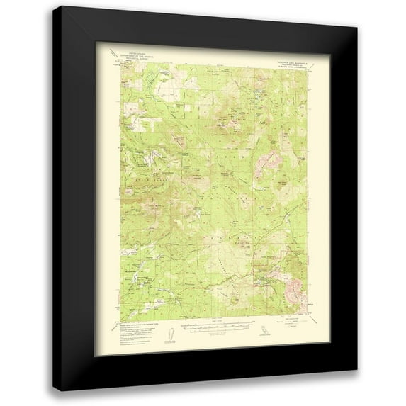 USGS 15x18 Black Modern Framed Museum Art Print Titled - Manzanita Lake California Quad - USGS 1954