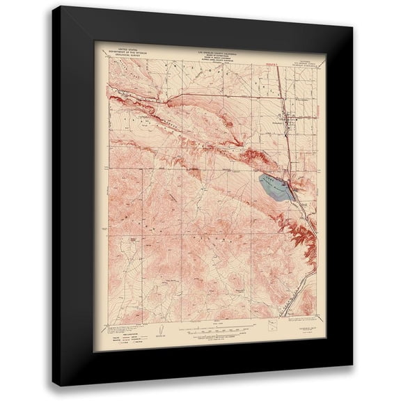 USGS 15x18 Black Modern Framed Museum Art Print Titled - Palmdale California Quad - USGS 1937