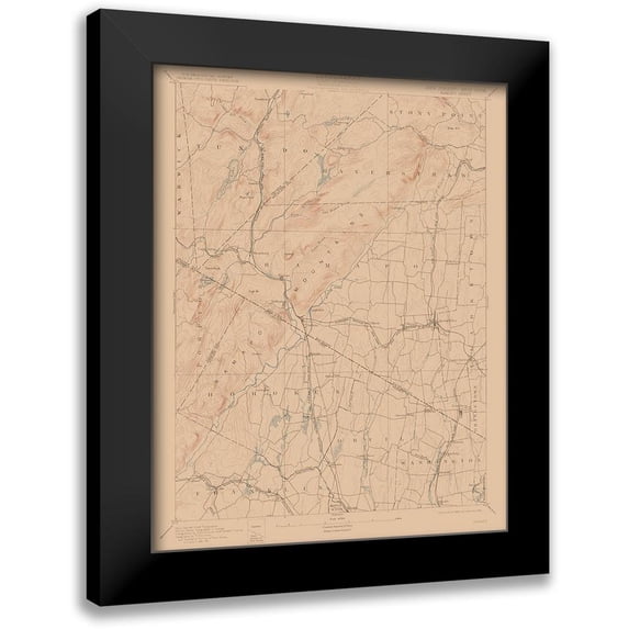 USGS 15x18 Black Modern Framed Museum Art Print Titled - Ramapo New York Sheet - USGS 1893
