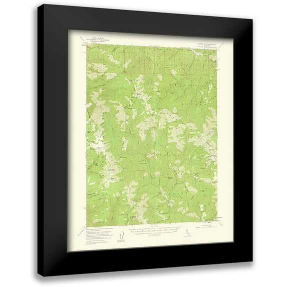 USGS 15x18 Black Modern Framed Museum Art Print Titled - Salmon Mountains California Quad - USGS 1961