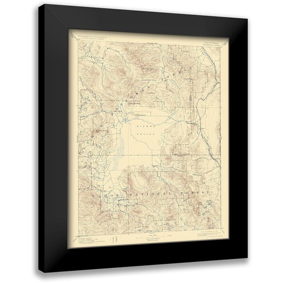 USGS 15x18 Black Modern Framed Museum Art Print Titled - Sierraville California Sheet - USGS 1894