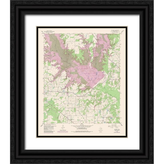 USGS 15x18 Black Ornate Wood Framed with Double Matting Museum Art Print Titled - Calvary Texas Quad - USGS 1959