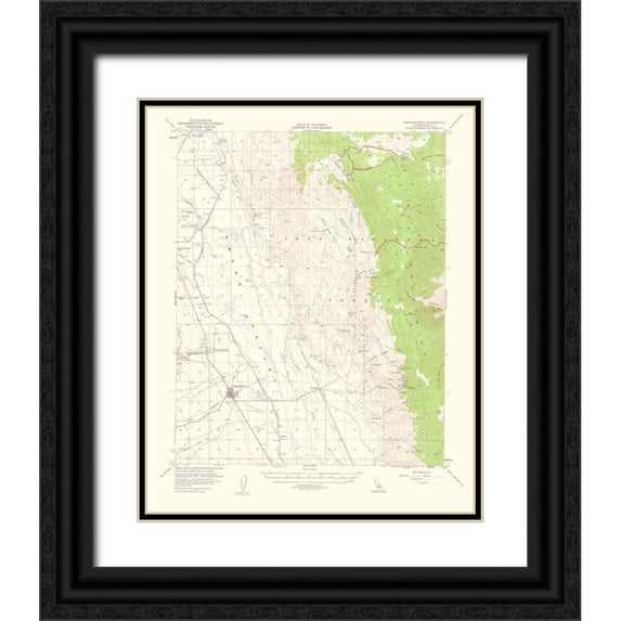 USGS 15x18 Black Ornate Wood Framed with Double Matting Museum Art Print Titled - Independence California Quad - USGS 1962