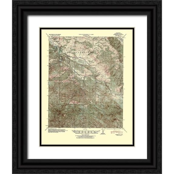 USGS 15x18 Black Ornate Wood Framed with Double Matting Museum Art Print Titled - Jamesburg California Quad - USGS 1940