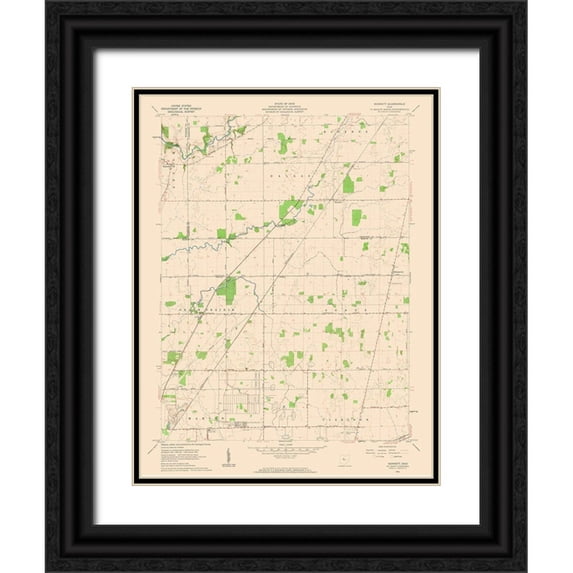 USGS 15x18 Black Ornate Wood Framed with Double Matting Museum Art Print Titled - Monnett Ohio Quad - USGS 1961