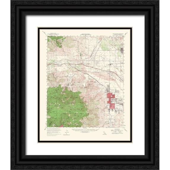 USGS 15x18 Black Ornate Wood Framed with Double Matting Museum Art Print Titled - Palm Springs California Quad - USGS 1956