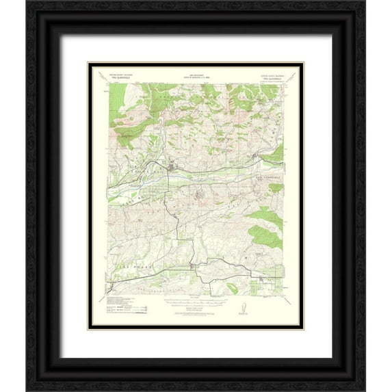 USGS 15x18 Black Ornate Wood Framed with Double Matting Museum Art Print Titled - Piru California Quad - USGS 1963