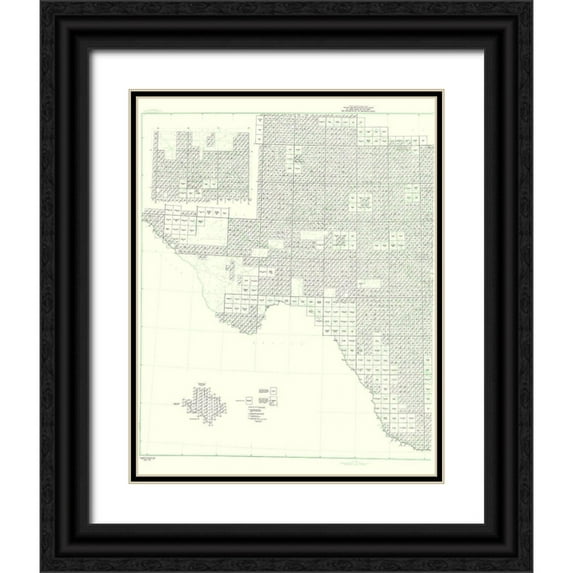 USGS 15x18 Black Ornate Wood Framed with Double Matting Museum Art Print Titled - Texas West Texas Quad - USGS 1975