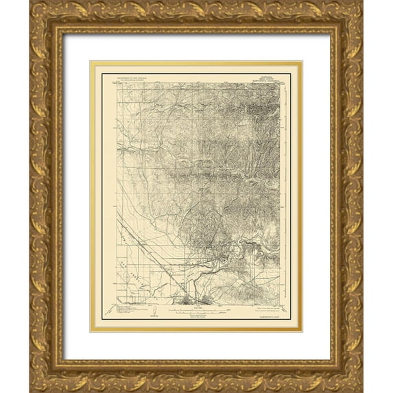 USGS 15x18 Gold Ornate Wood Framed with Double Matting Museum Art Print Titled - Bakersfield California Quad - USGS 1906