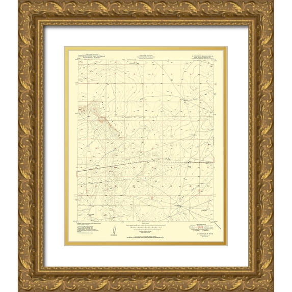 USGS 15x18 Gold Ornate Wood Framed with Double Matting Museum Art Print Titled - L-E Ranch Chaves County New Mexico Quad - USGS